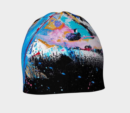 Vue de côté de la tuque MatriX, révélant le mélange énergique de couleurs et de textures.