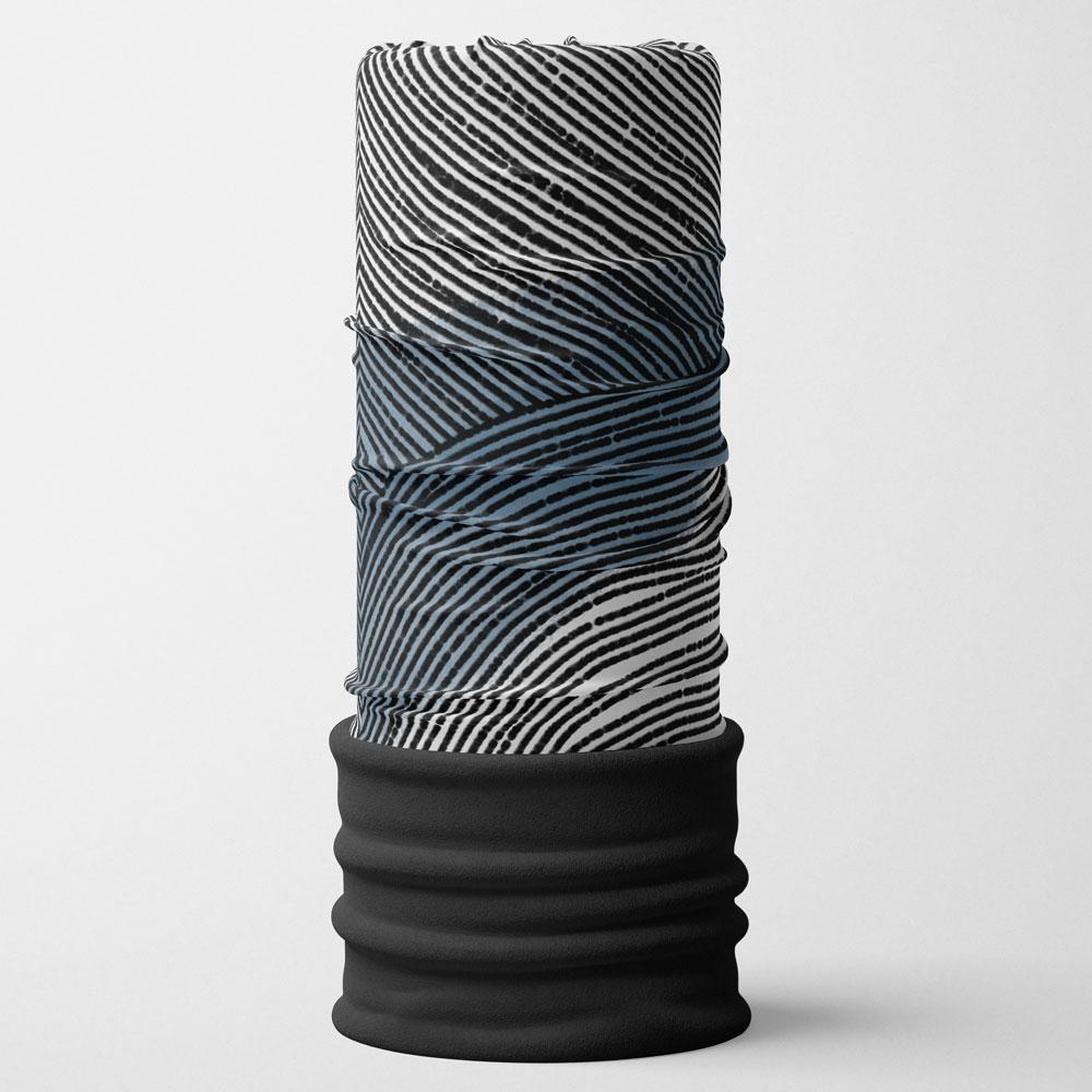 Tube multifonctionnel enroulé avec un motif de lignes abstraites et un bas en molleton noir