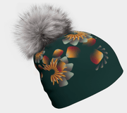 Sunflower Green Beanie with Gray Pompom